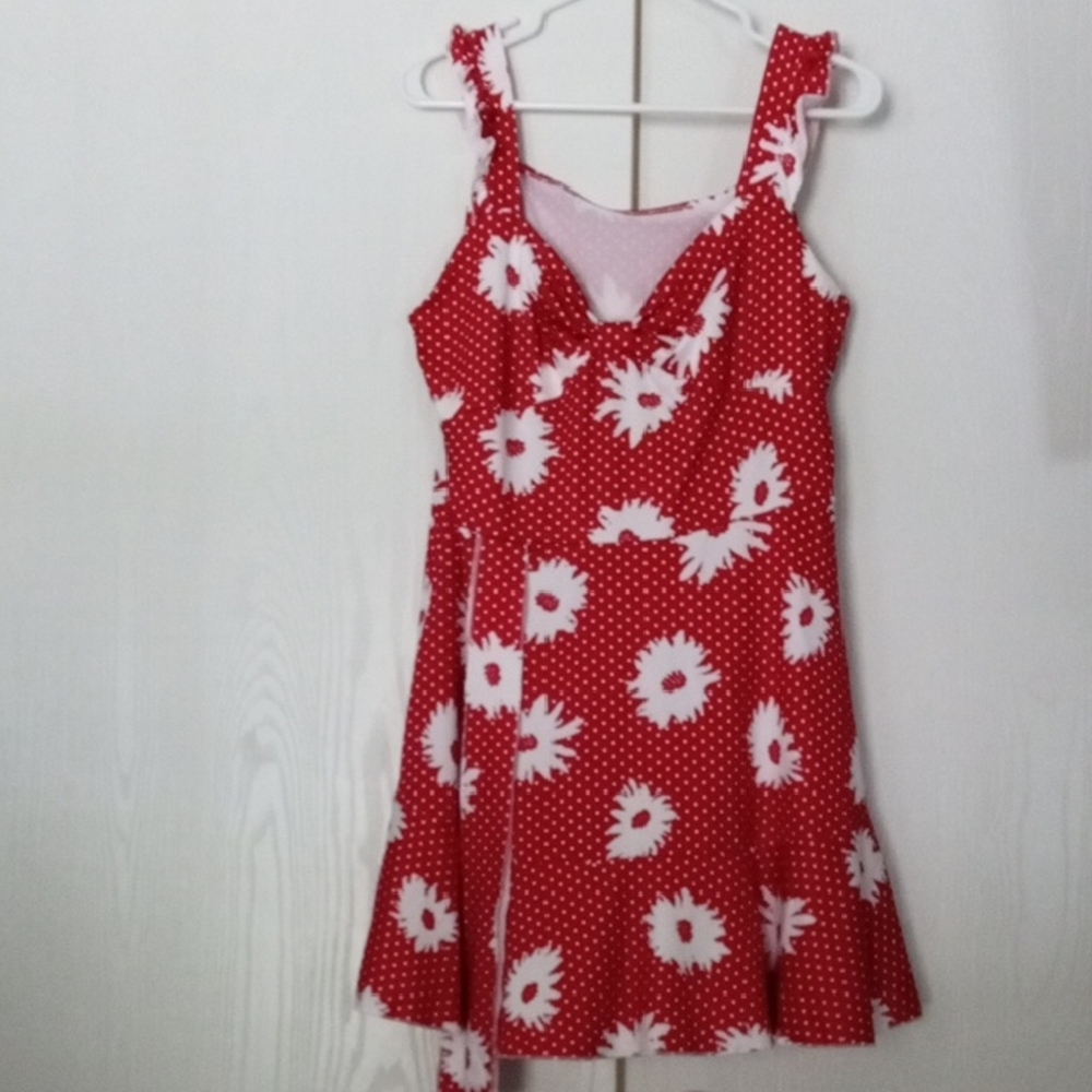 Red and White Floral Sun Dress